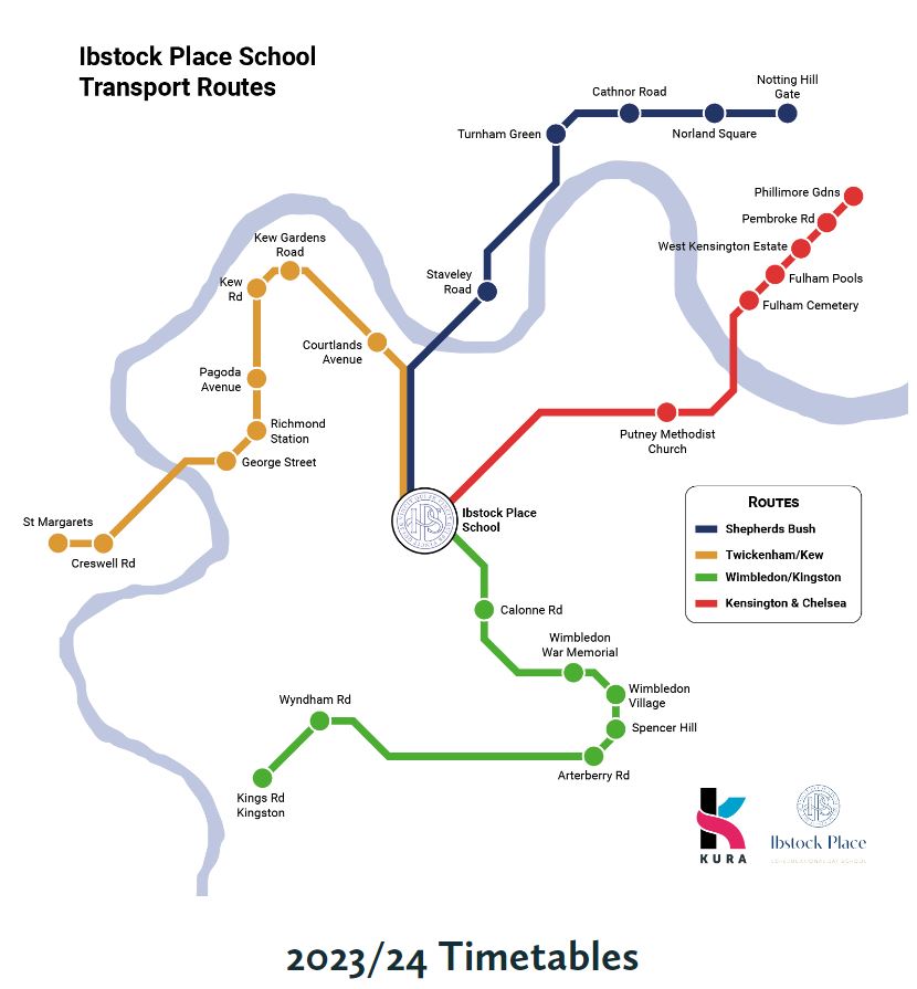 An image of the Ibstock Place School Coach routes.